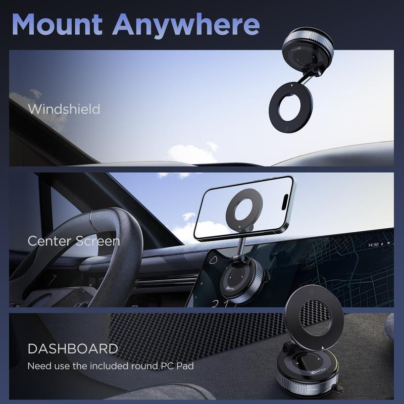 MSXTTLY Foldable Vacuum Magnetic Suction Phone Holder | 360° Rotatable & Adjustable Magnetic Design | Superior Grip on Smooth Surfaces Smartphone Cellphone