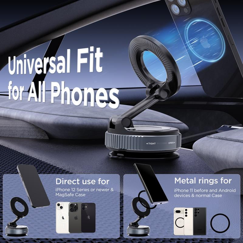 MSXTTLY Foldable Vacuum Magnetic Suction Phone Holder | 360° Rotatable & Adjustable Magnetic Design | Superior Grip on Smooth Surfaces Smartphone Cellphone