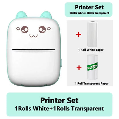 58Mm Mini Portable Thermal Printer Cat Shapes Lightweight Wireless Photo Label Memo Wrong Question Printing USB Cable Printer