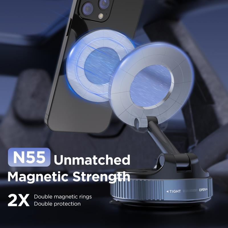 MSXTTLY Foldable Vacuum Magnetic Suction Phone Holder | 360° Rotatable & Adjustable Magnetic Design | Superior Grip on Smooth Surfaces Smartphone Cellphone