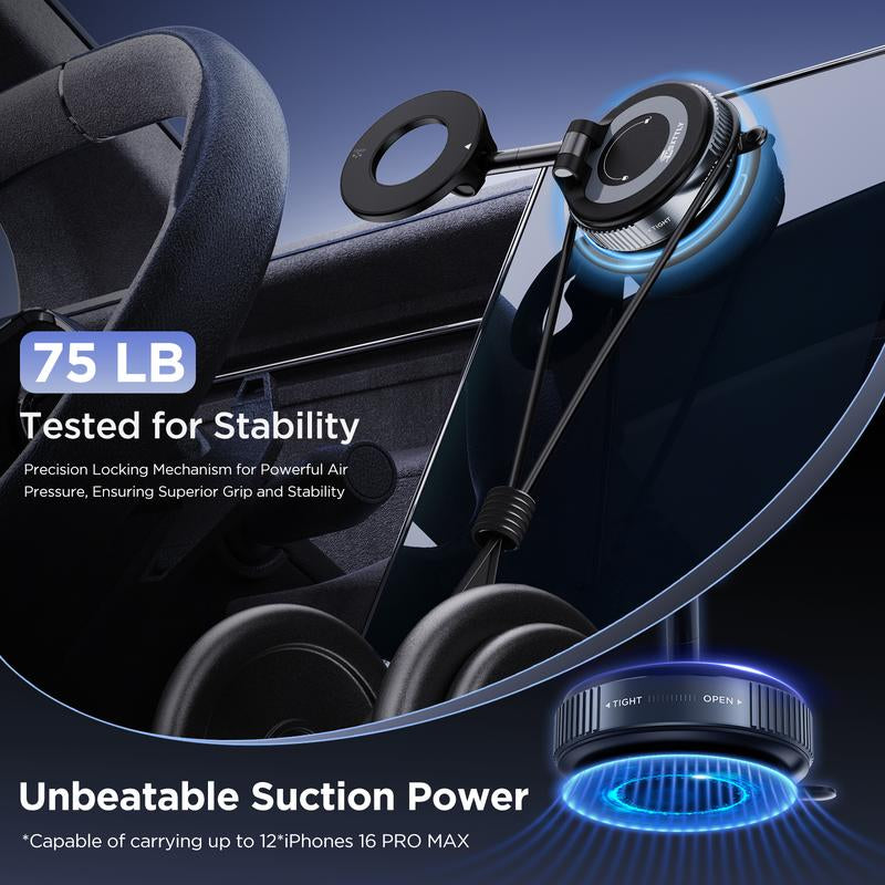 MSXTTLY Foldable Vacuum Magnetic Suction Phone Holder | 360° Rotatable & Adjustable Magnetic Design | Superior Grip on Smooth Surfaces Smartphone Cellphone