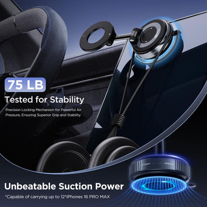 MSXTTLY Foldable Vacuum Magnetic Suction Phone Holder | 360° Rotatable & Adjustable Magnetic Design | Superior Grip on Smooth Surfaces Smartphone Cellphone
