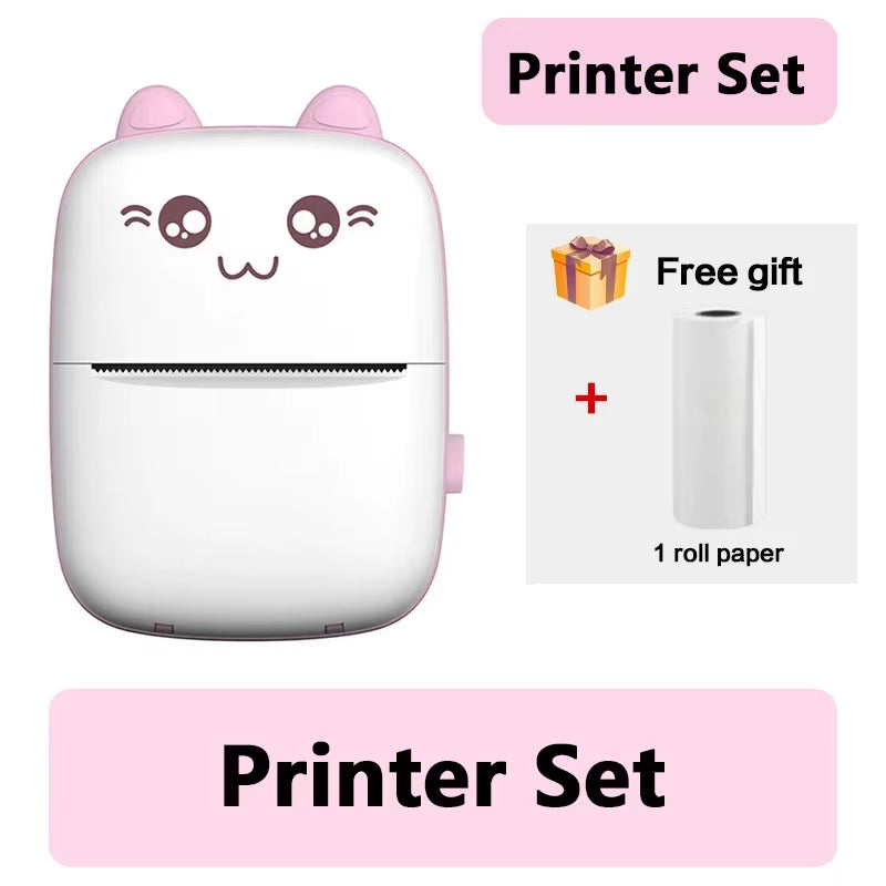 58Mm Mini Portable Thermal Printer Cat Shapes Lightweight Wireless Photo Label Memo Wrong Question Printing USB Cable Printer