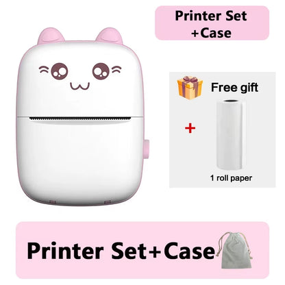 58Mm Mini Portable Thermal Printer Cat Shapes Lightweight Wireless Photo Label Memo Wrong Question Printing USB Cable Printer
