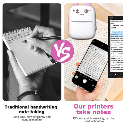 58Mm Mini Portable Thermal Printer Cat Shapes Lightweight Wireless Photo Label Memo Wrong Question Printing USB Cable Printer